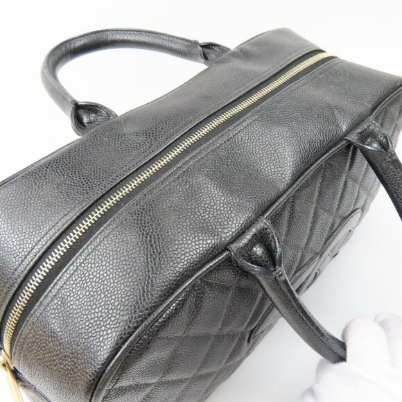 Authentic CHANEL Timeless CC Bowler Bag Quilted Caviar Large Black Handbag Purse - Picture 5 of 10